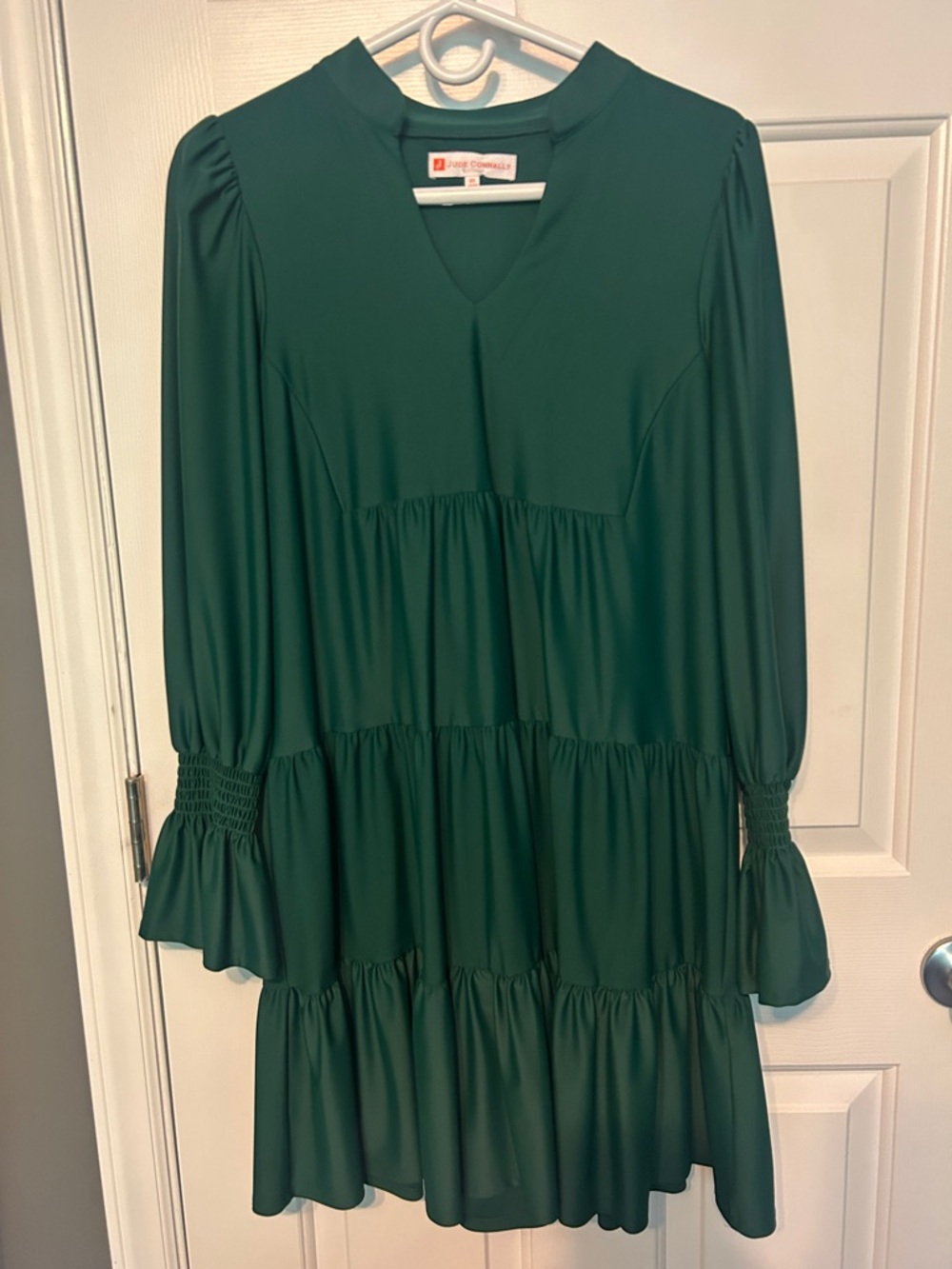Jude Connally Emerald V-Neck Dress